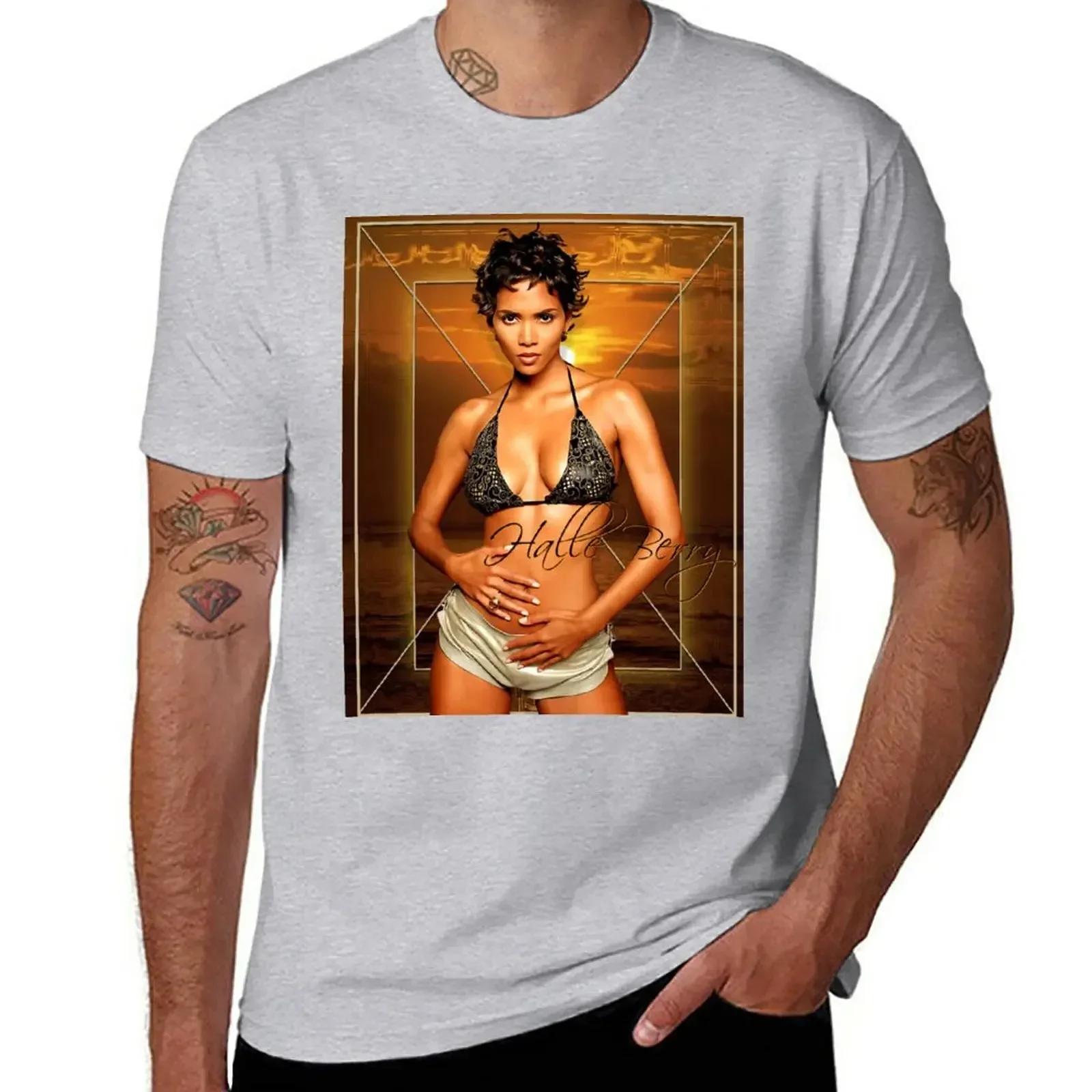 Halle Berry Poster T-Shirt funnys new edition sublime mens clothes 2024 heavyweight new arrival manga style round neck hot funny image 3