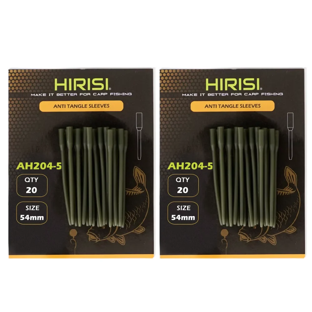 Hirisi AH204 20 Stuks Karpervissen Anti-Tangle Sleeves 54mm Groene Rubberen Haaklijn Sleeves voor Ronnie Rig Karper Eindmontage