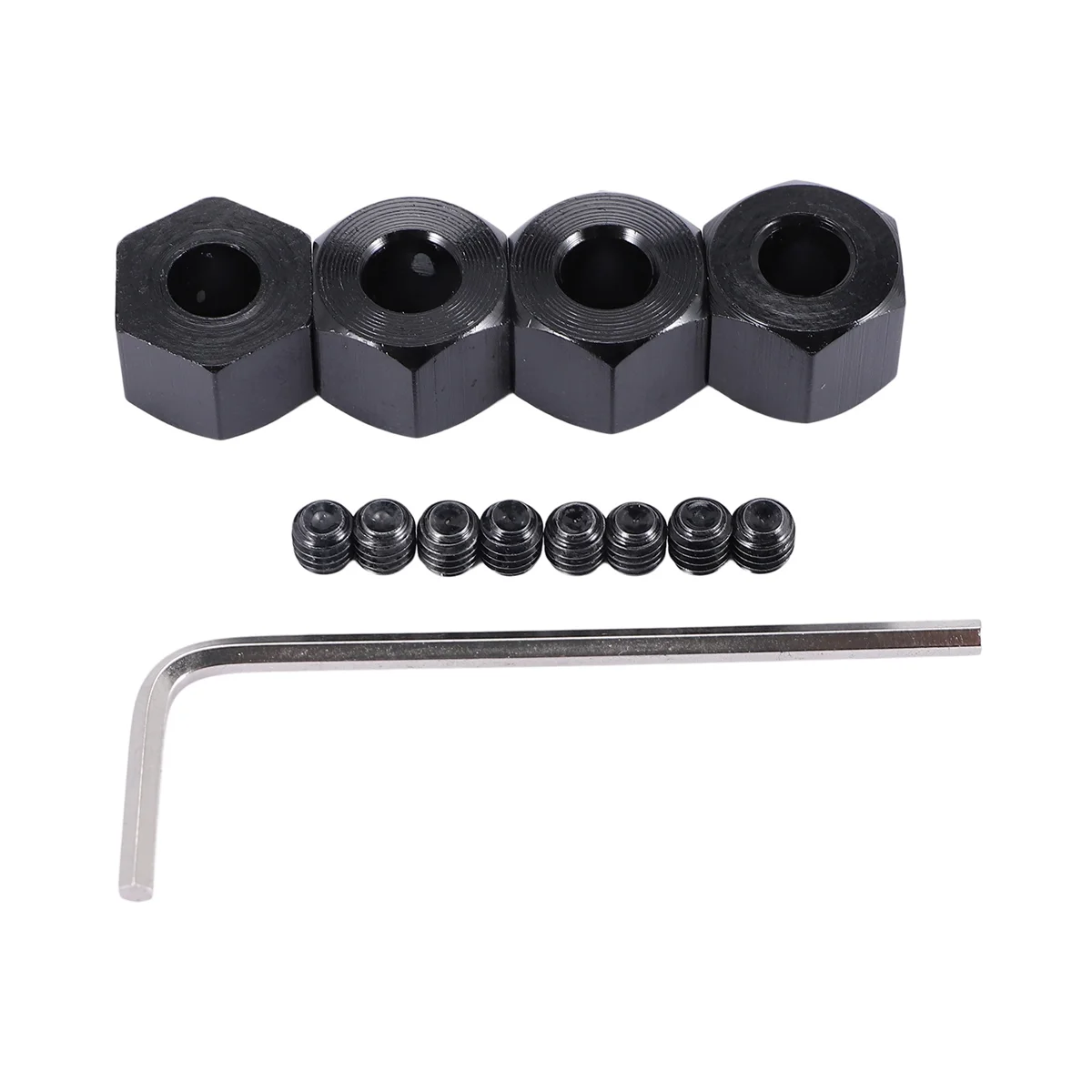 4PCS 5mm to 12mm Metal Combiner Wheel Hub Hex Adapter for WPL D12 C14 C24 B14 B16 MN D90 D91 RC Car Upgrade Parts,Black