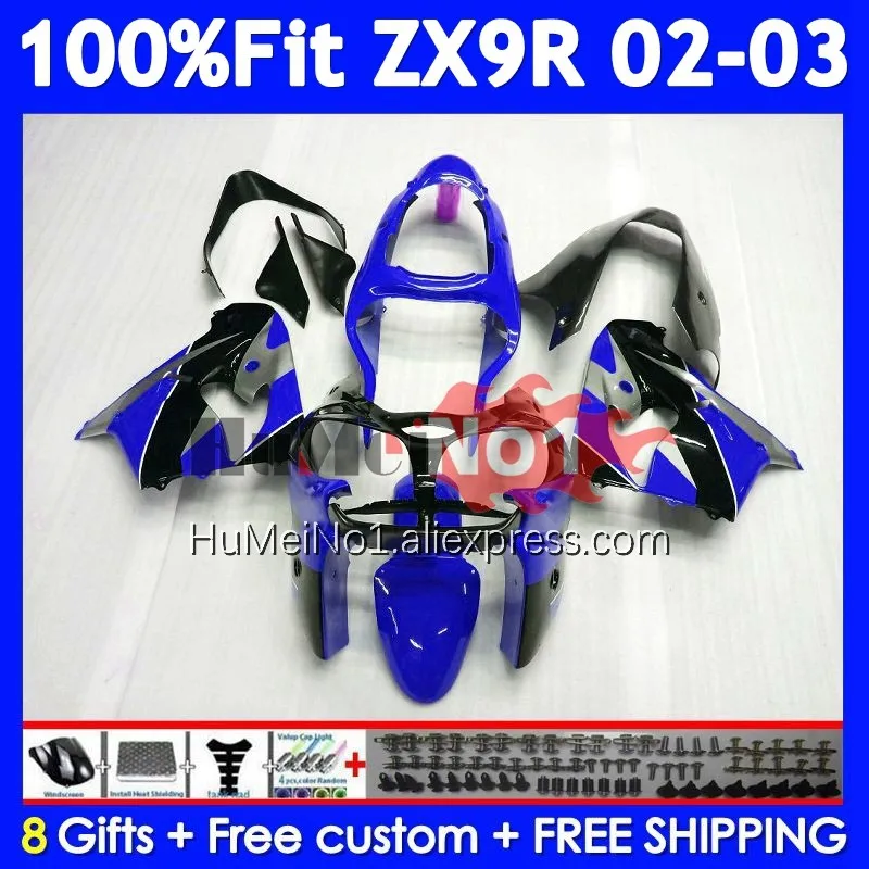 OEM Body For KAWASAKI NINJA ZX-9R ZX 9R 900 CC 9 R 215No.124 ZX900 ZX9 900CC ZX9R 02 03 2002 Blue Black 2003 Injection Fairing