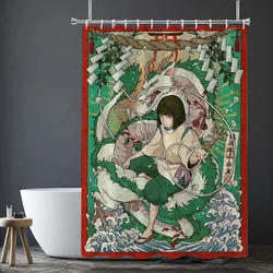 Hayaos Miyazakis Shower Curtains Bathroom Curtain for Quarto Folding Partition Accessories Bath Bedrooms Houses Rooms Waterproof