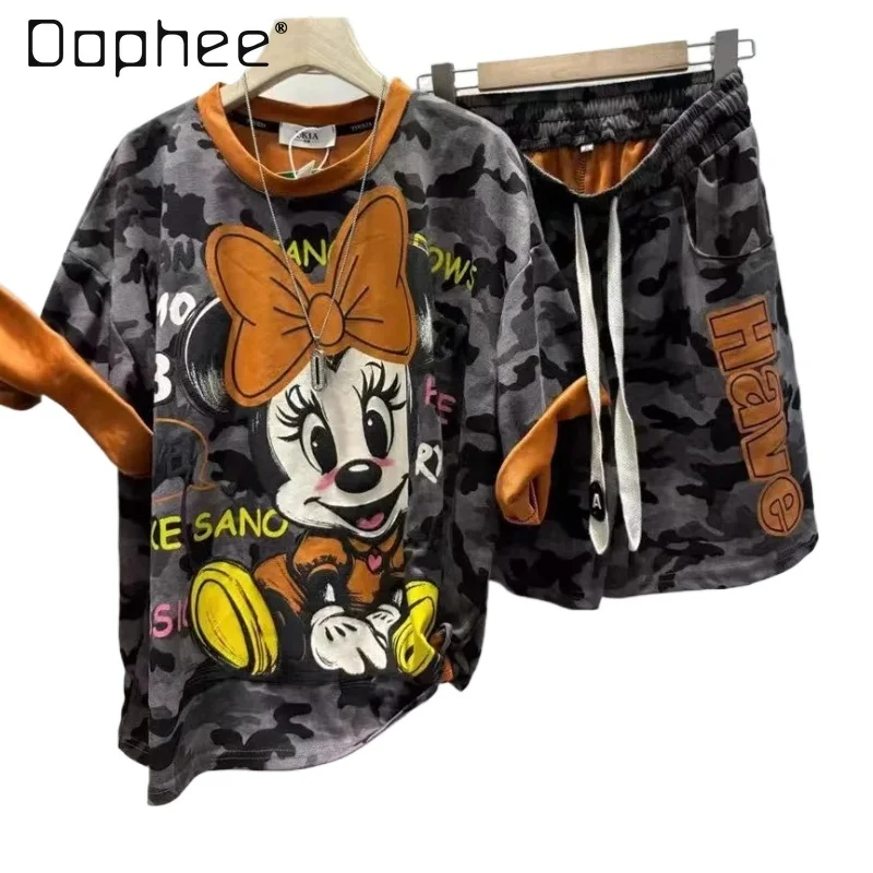 

European Goods Casual Sports Suit Women's Outfits 2025 New Summer Fashion Short-sleeved T-shirt Shorts Two-piece Sets