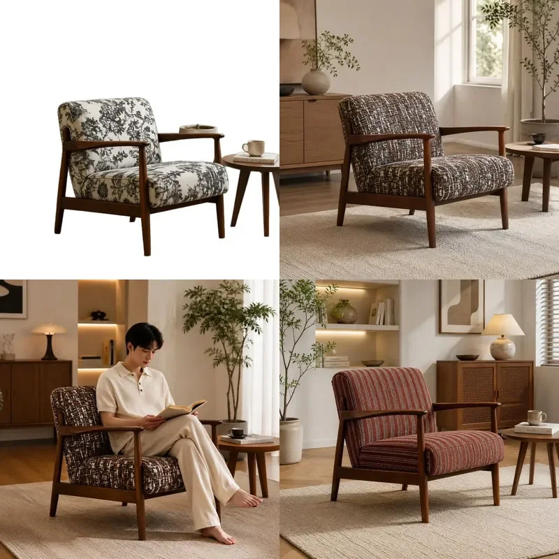 French Style Spring Roll Accent Chair Plush Single Sofa for Living Room Bedroom Balcony Versatile Lounge Seating