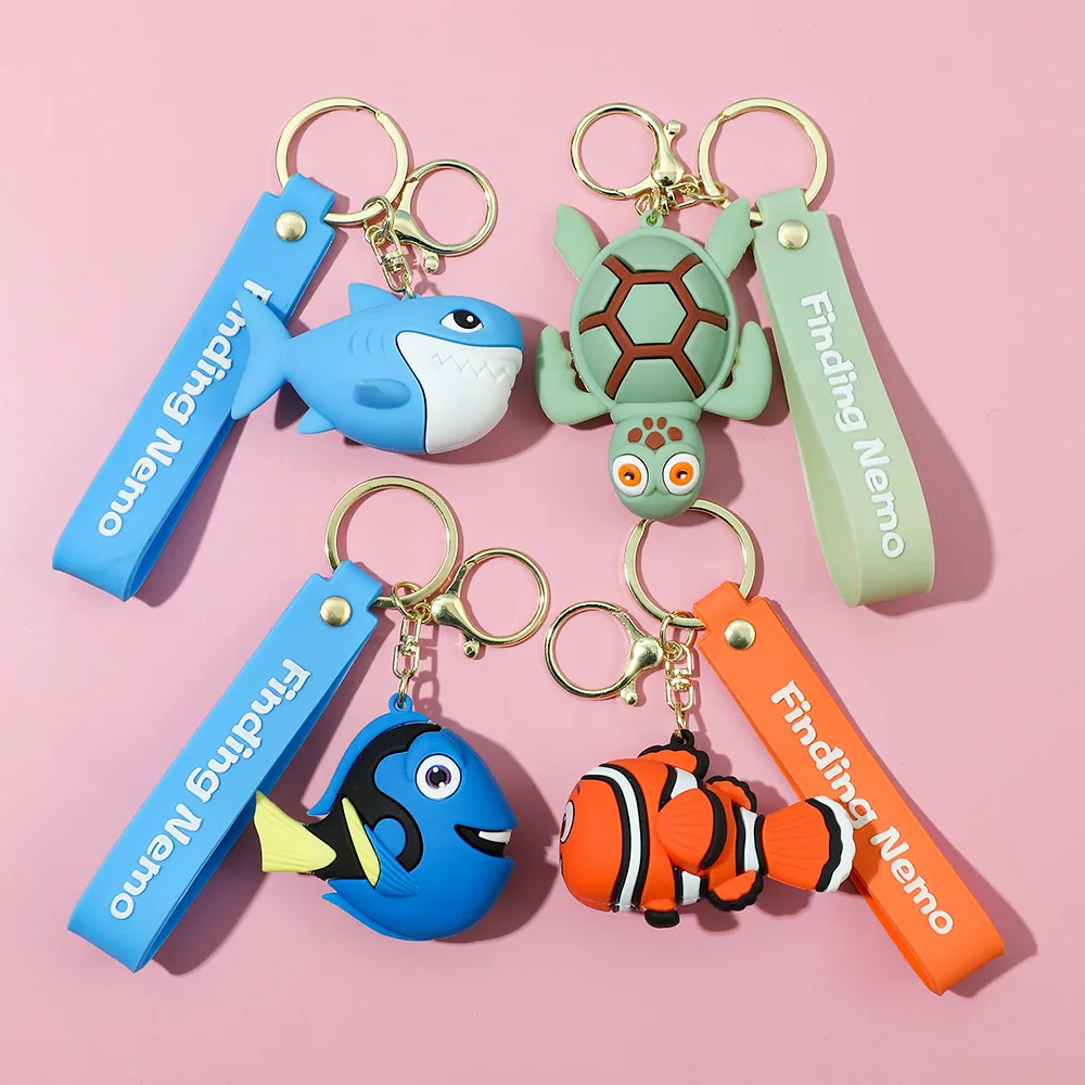 Anime Finding Nemo Figure Keychain Cute Ocean Animals Clownfish Shark Keychain Men's and Women's Bag Pendant Small Gift
