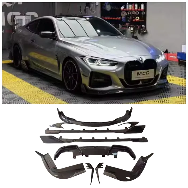 For BMW 4 Series 425i 430i  G22 G23 2021-2024 Real Dry Carbon Fiber Bumper Front Lip Rear Diffuser Spoiler Side Skirt Body Kit