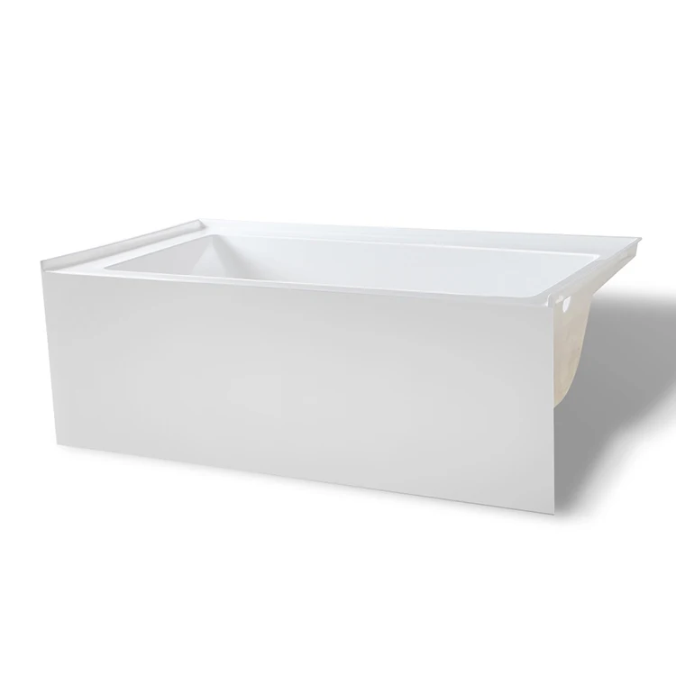 Acrylic freestanding rectangular bathtub concave apron white one front skirt bathtub portable hotel