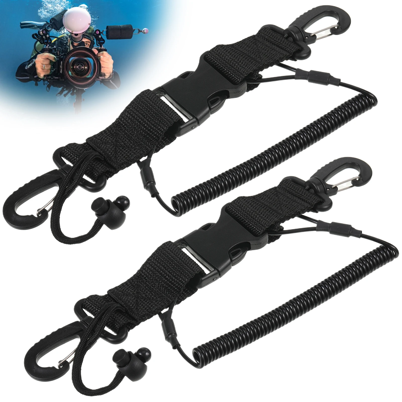 2pack/lot Scuba Diving Camera Lanyard With Quick Release Buckle Easy To Install And Easy To Carry