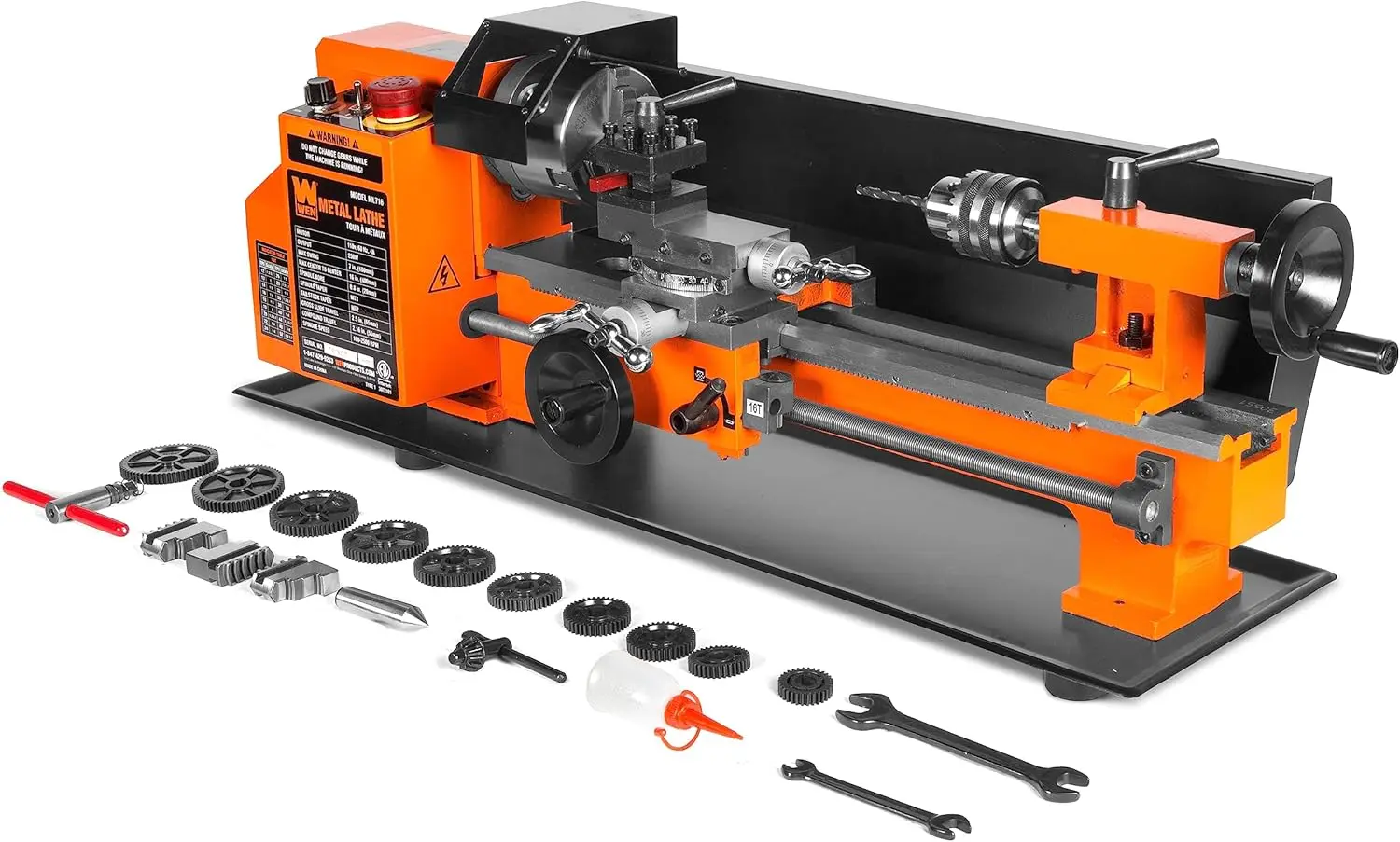 7-by 16-Inch Benchtop Metal Lathe, Variable Speed, Two Direction (ML716)