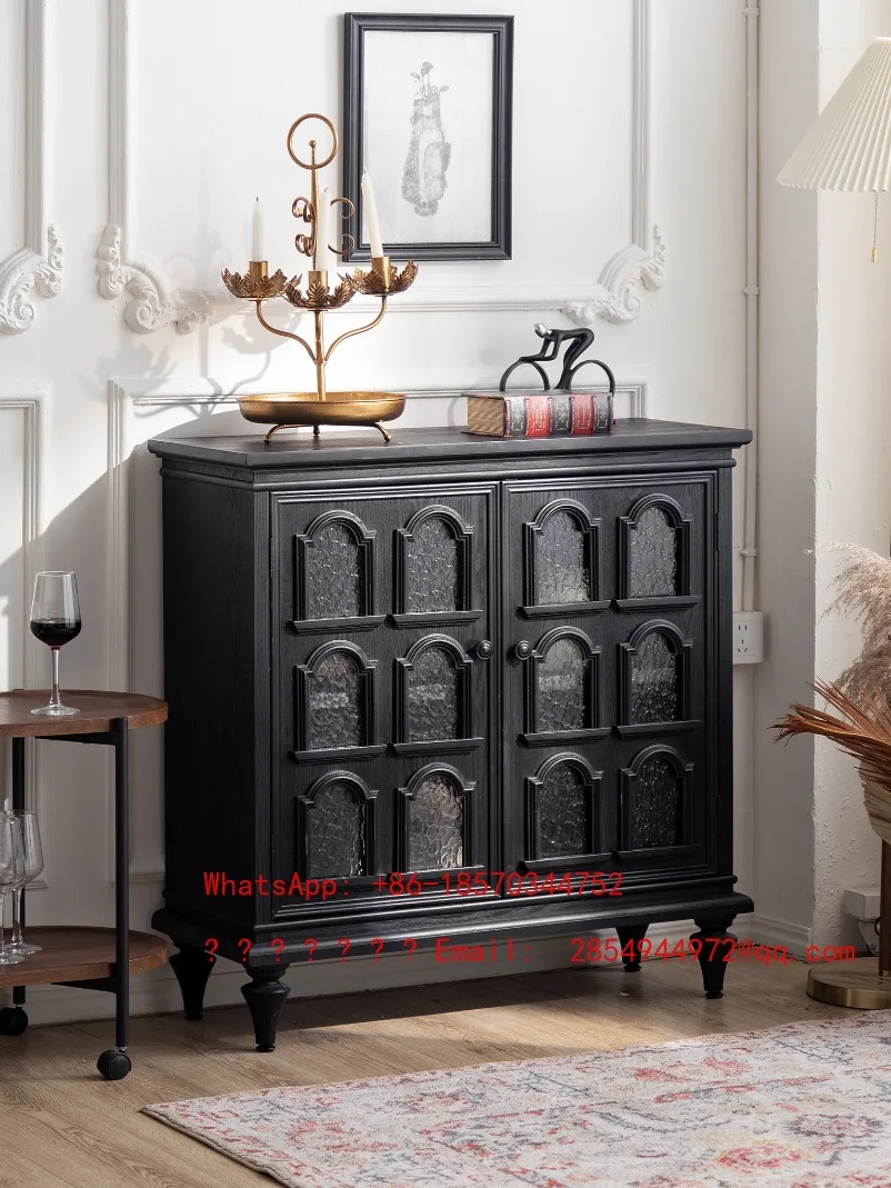 French Side Cabinet, Shelf, Solid Wood Living Room, Tea Cabinet, Locker, Black Entrance Cabinet, Villa Decoration Cabinet