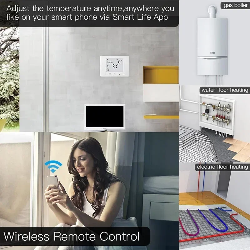 Imagem -02 - Wifi Inteligente Termostato Parede-pendurado Underfloor Caldeira de Gás Água Aquecimento Elétrico Controlador de Temperatura Tuya Alexa Google Casa Inteligente