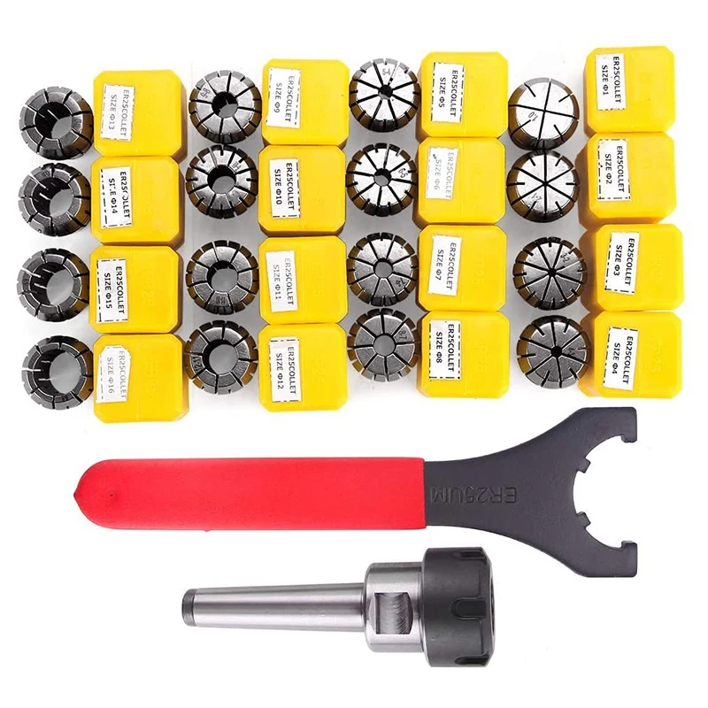 B50C ER25 Collet Set Chuck With MT2 ER25 M10 Motor Extension Rod, CNC Engraving Machine Or Milling Lathe Tool