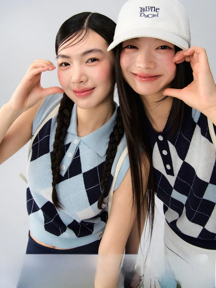 

Повседневный вязаный жилет, женский воротник с узором для отдыха, универсальный топ La Lune Du Ciel Academy Sle из полиэфирного волокна