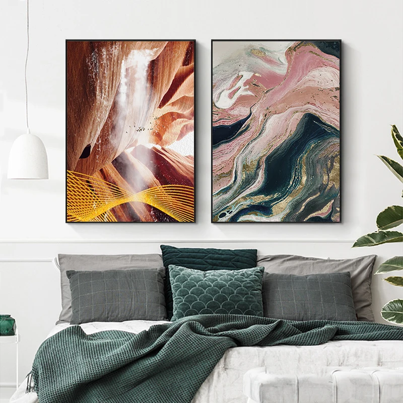 Arte abstracto moderno, pintura en lienzo de paisaje de porche, carteles impresos, Cuadros, arte de pared para sala de estar