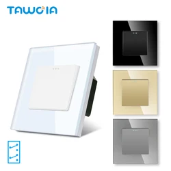 TAWOIA Wall Switches Button 1Gang Intermediate Switch Crystal Glass Panel EU Standard 1Gang 3Way Mechanical Switches For Light