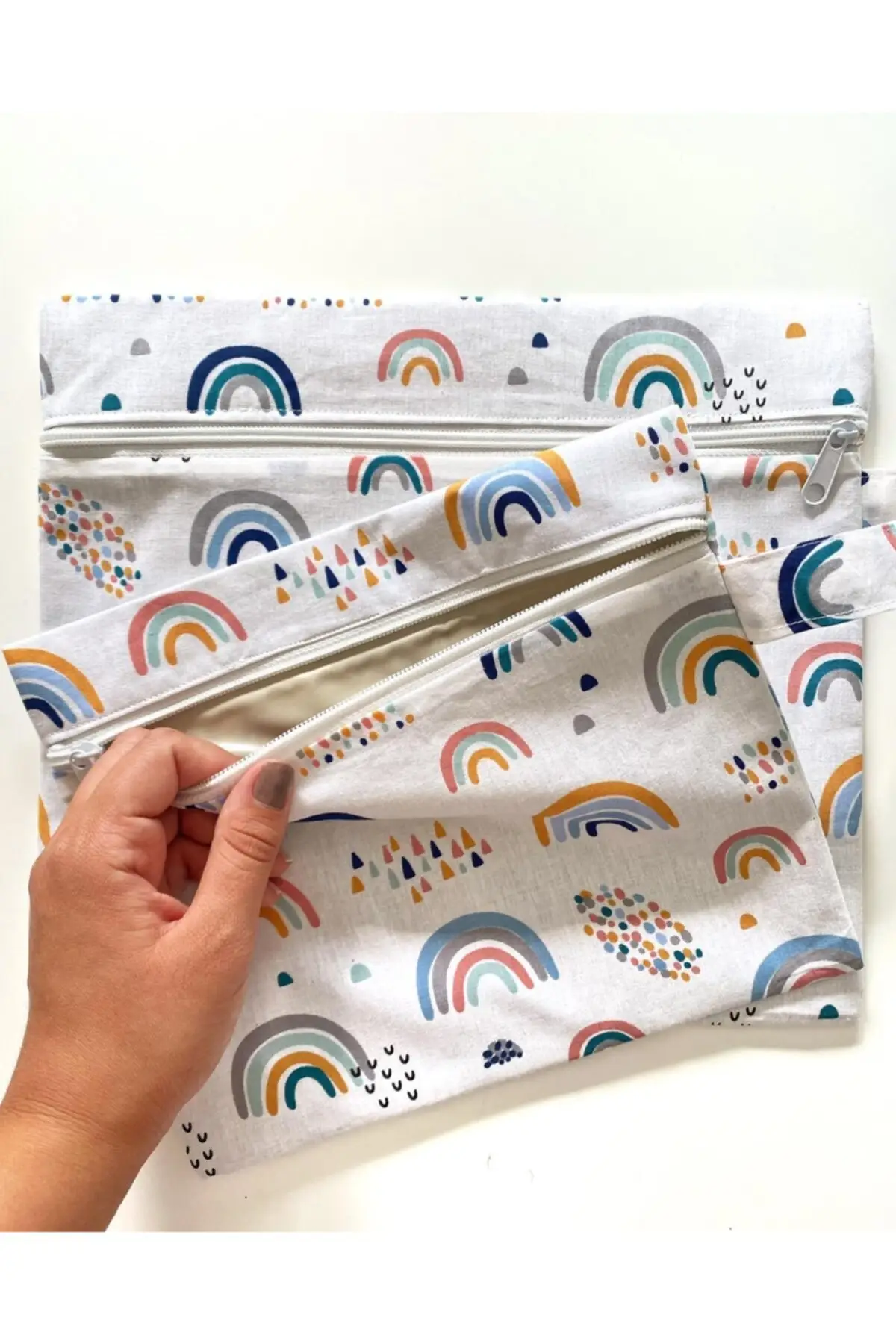 Waterproof lined colorful rainbow wet/dirty 2 set