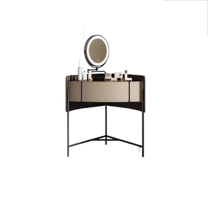 Mesa De tocador negra De lujo, silla, joyería, espejo compacto, tocadores De dormitorio, taburete, muebles De Coiffeuse De Chambre