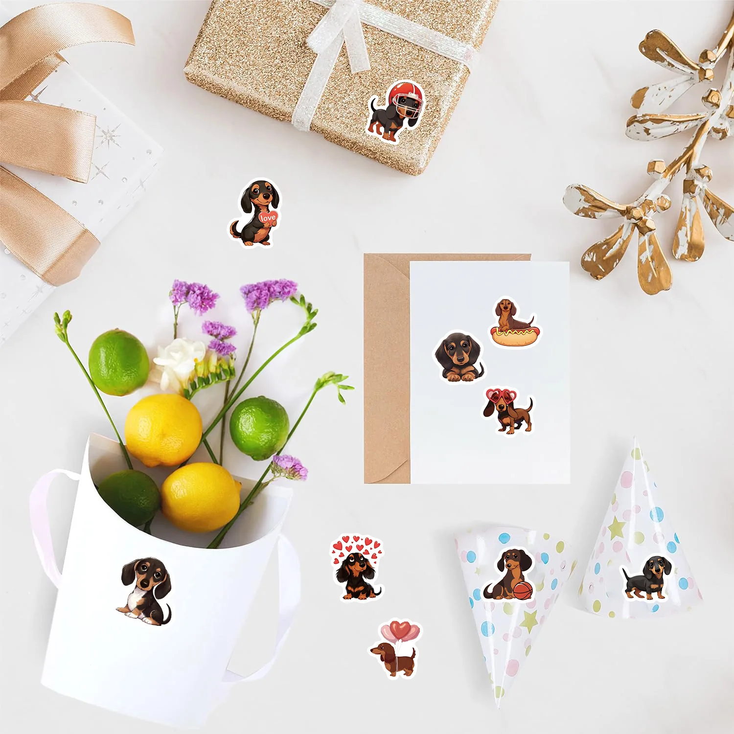 500pcs/roll Animal Dachshunds Cartoon Graffiti Stickers Phone Guitar Laptop Notebook Suitcase Water Bottles Sticker Gift