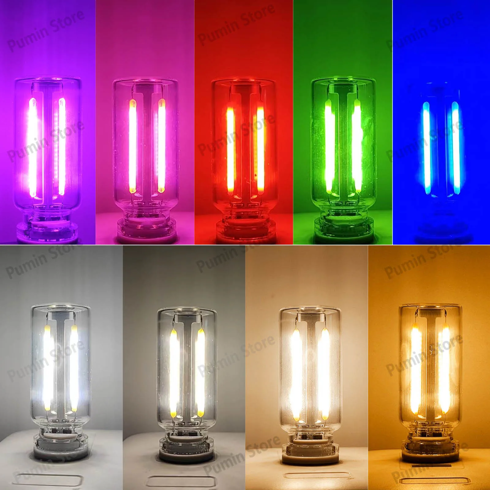 Imagem -03 - Lâmpada de Filamento Noturno Retro Usb Led Toque Natural Branco Quente Brilho Ajustável Roxo Vermelho Verde Azul Rosa dc 5v 2200k Novo