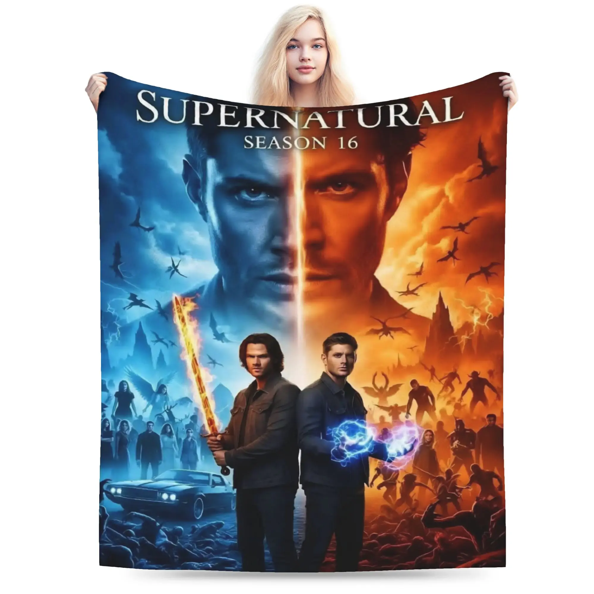 Super Soft TV S-Supernatural Throw Blanket Premium Flannel Fleece Lightweight  Bed Blanket Cozy Plush Blankets All Season Use