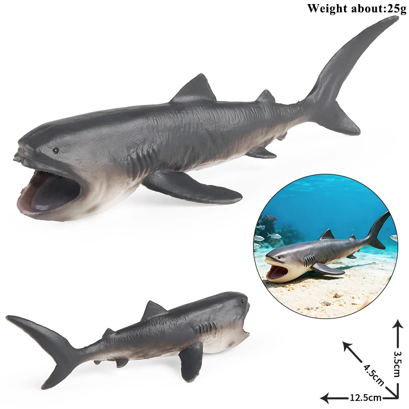 Oenux Ocean Animal Savage Megalodon Triple-headed Shark Giant mouth shark Action Figures Sea Life Model PVC Educational Kids Toy