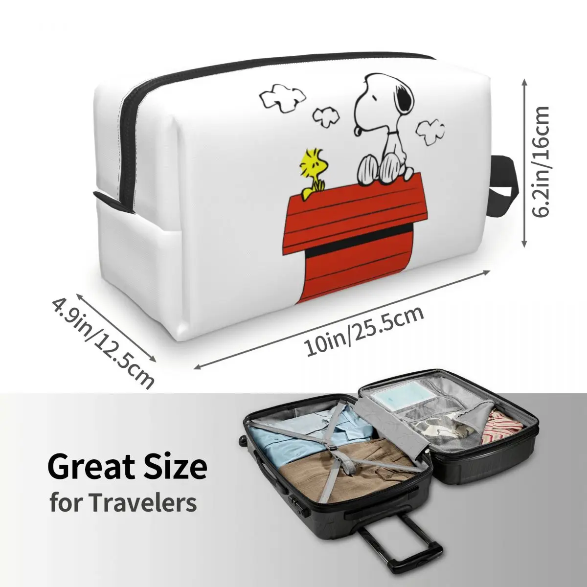 Custom Snoopys Woodstock Travel Cosmetic Bag for Women Cartoon Movie Toiletry Makeup Organizer Ladies Beauty Storage Dopp Kit