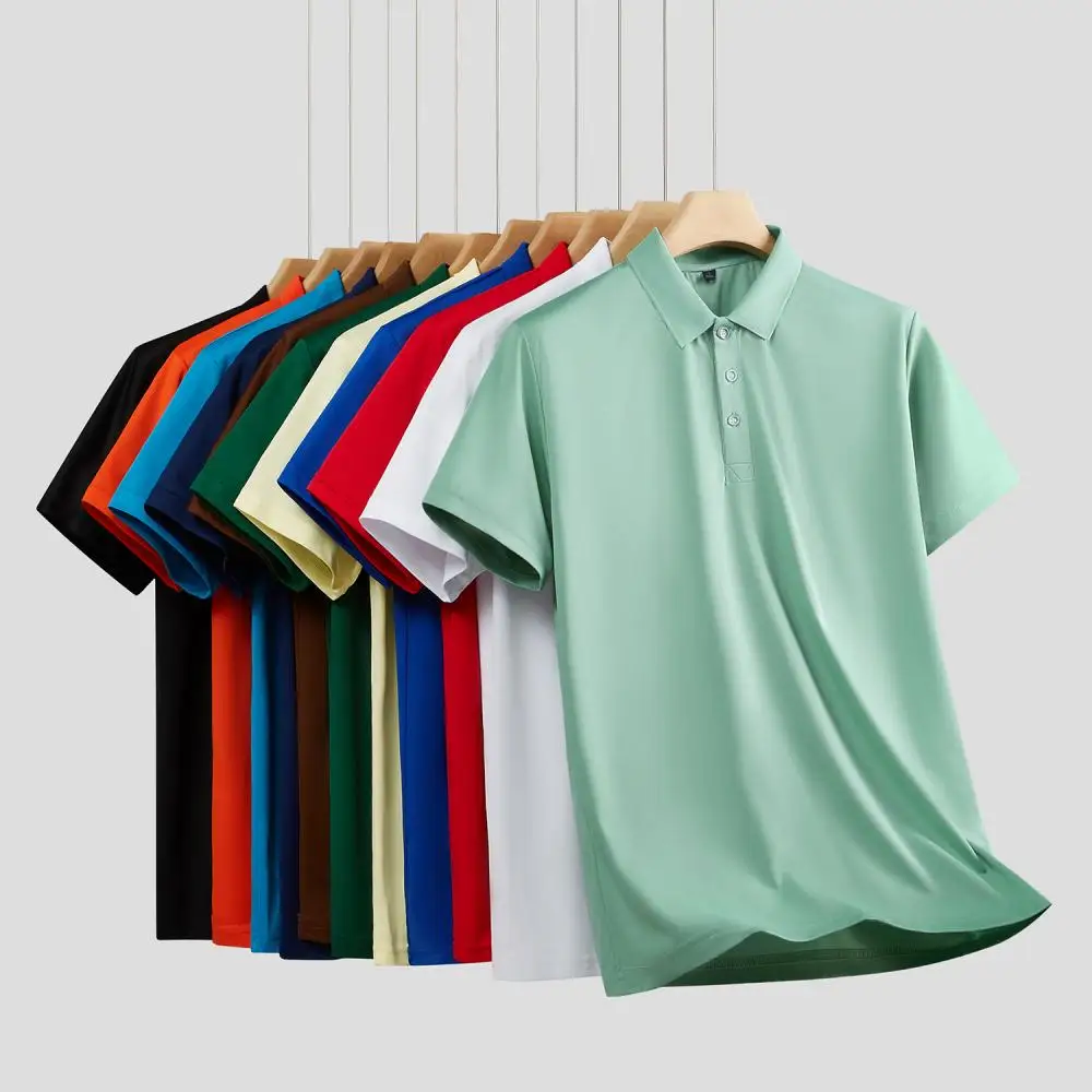 Solid Color Lapel POLO Shirt Unisex Summer Short Sleeve Moisture transfer t shirts Custom Logo Simple Casual Breathable Tops