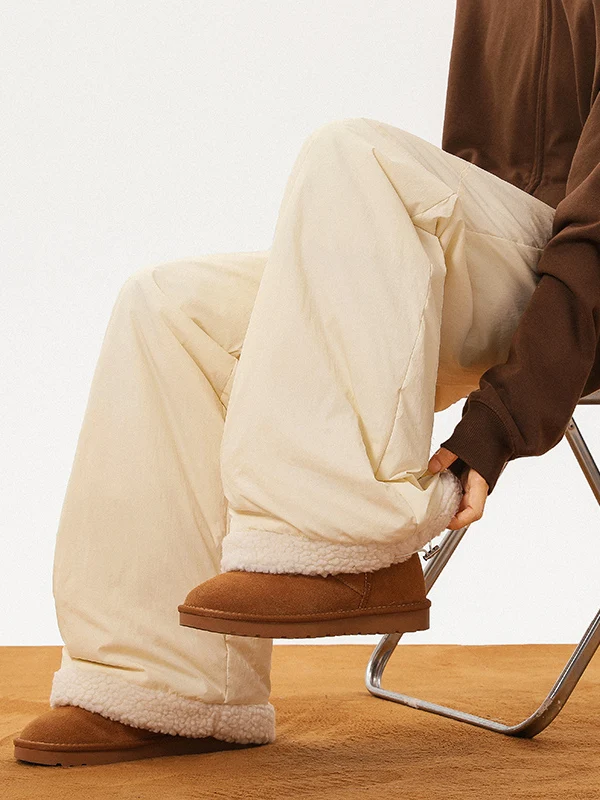 

Мужские зимние хлопковые брюки с узором в виде американской тыквы, утепленные овечьим вельветом, для катания на лыжах, защита от холода, длинные, прямого кроя, свободные, с широкими штанинами