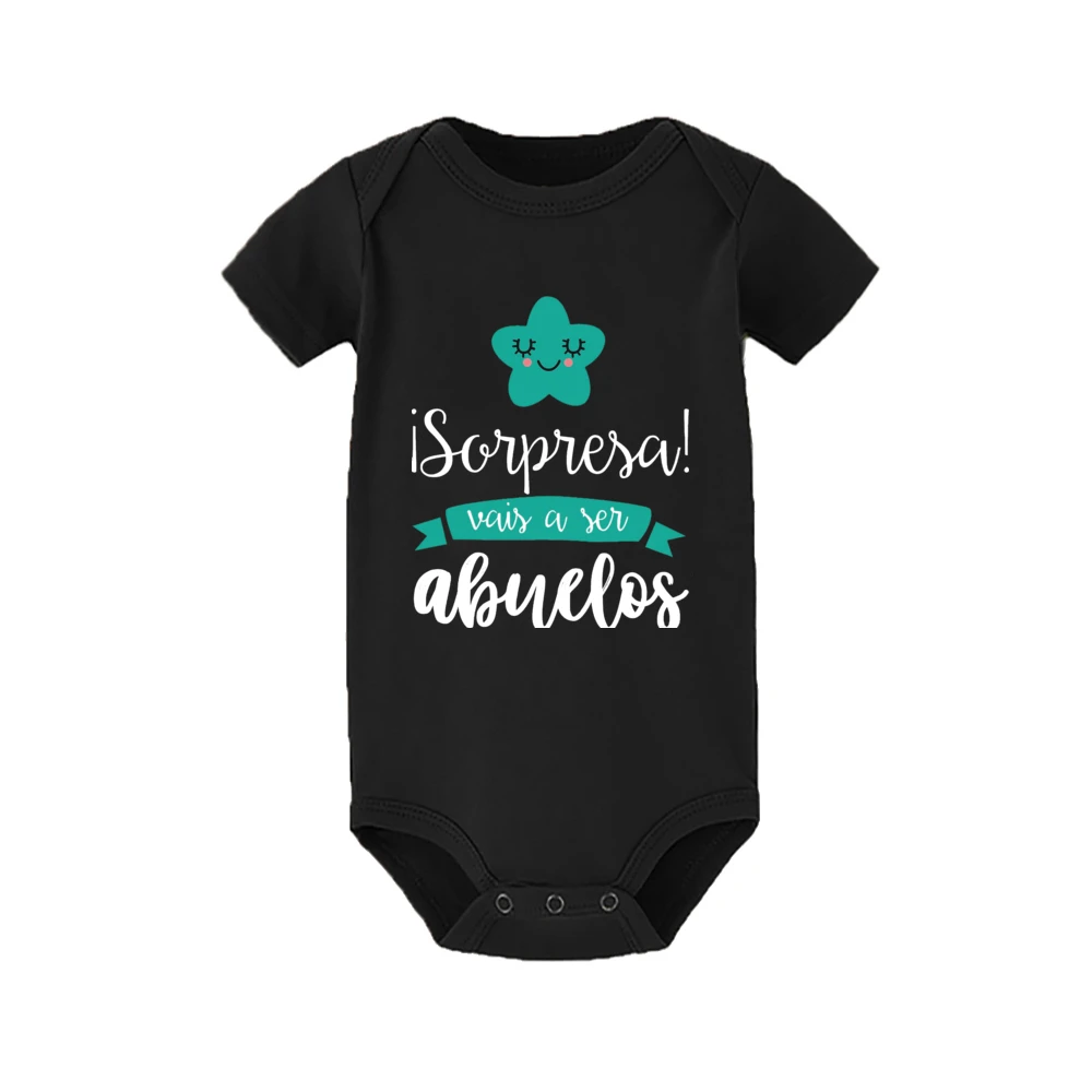 Surprise That You Will Become Grandparents Baby Romper Boy Girl Print Bodysuit Short Sleeve Jumpsuits Summer Infant Clothing