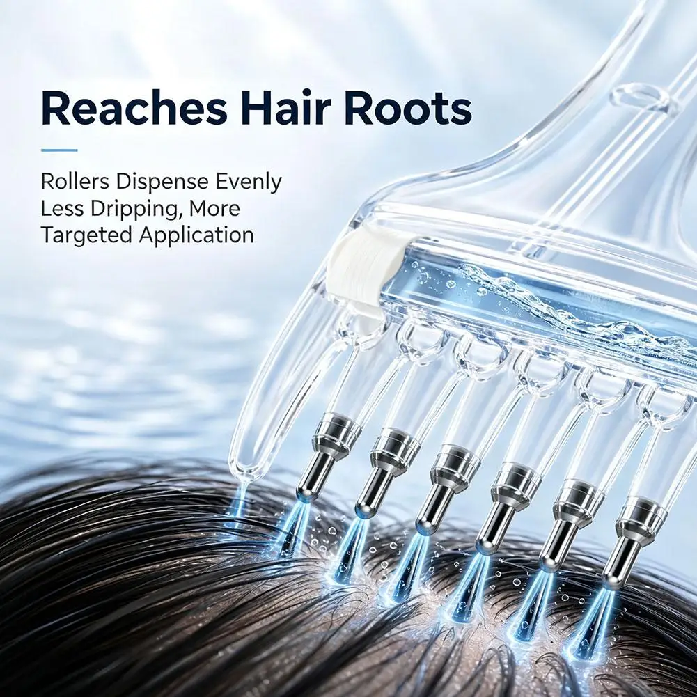 Scalp Massage Liquid Comb Scalp Applicator Comb Oil Infusion Hair Comb Rolling Metal Teeth for Hair Growth Home Hair Care Tool