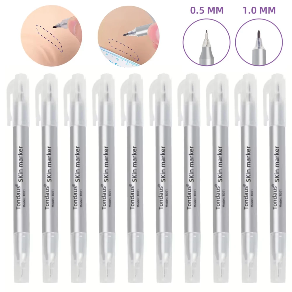 10Pcs Microblading Permanent Makeup Mapping Skin Marker Pen Lips Eyebrows Tattoo Positioning Marking Aid Tools