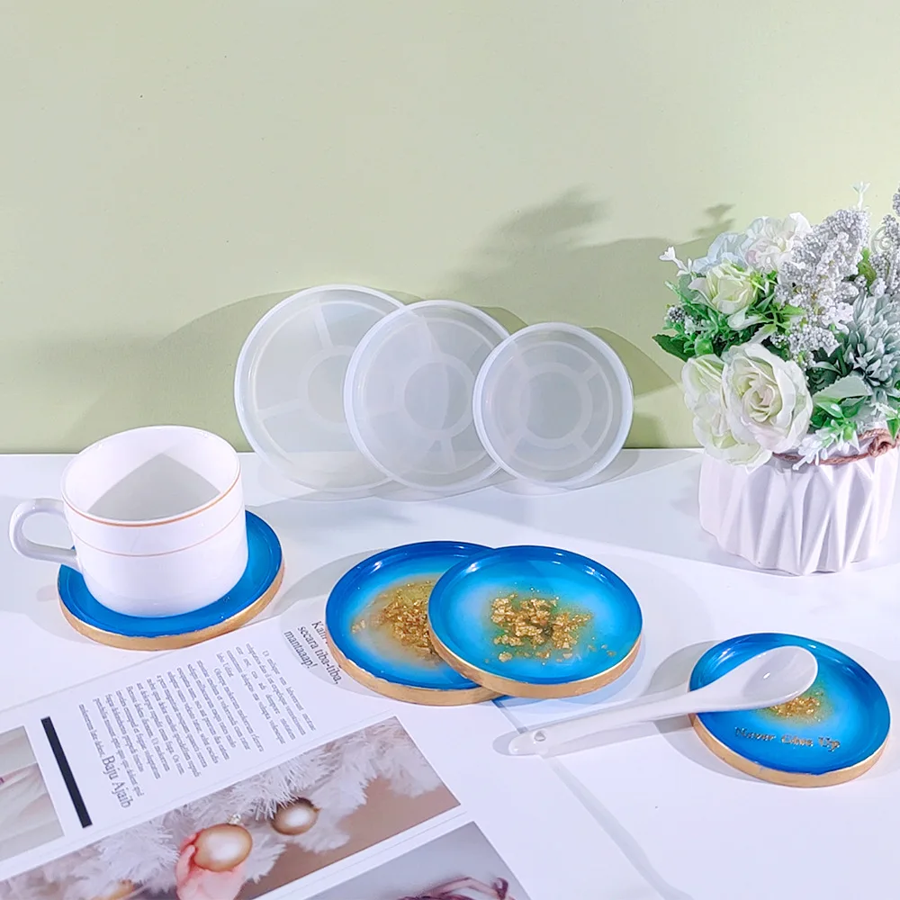 SZ044 DIY Round Coaster Silicone Molds Gypsum Storage Tray Jewelry Display Dish Crystal Epoxy Resin Mold