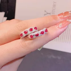 YULEM 3*4 Natual Ruby with Classic Design 8pcs Natural Gem for Daily Wear  925 Sterling Silver Earrings