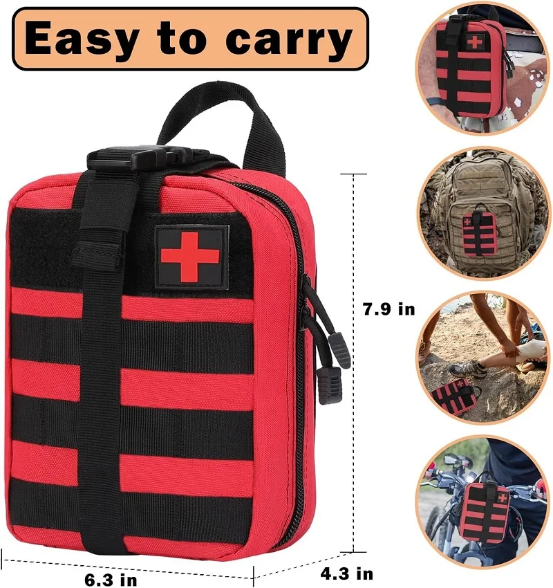 Kit de primeros auxilios táctico portátil, bolsa médica para senderismo, viaje, casa, tratamiento de emergencia, herramientas de supervivencia, EDC