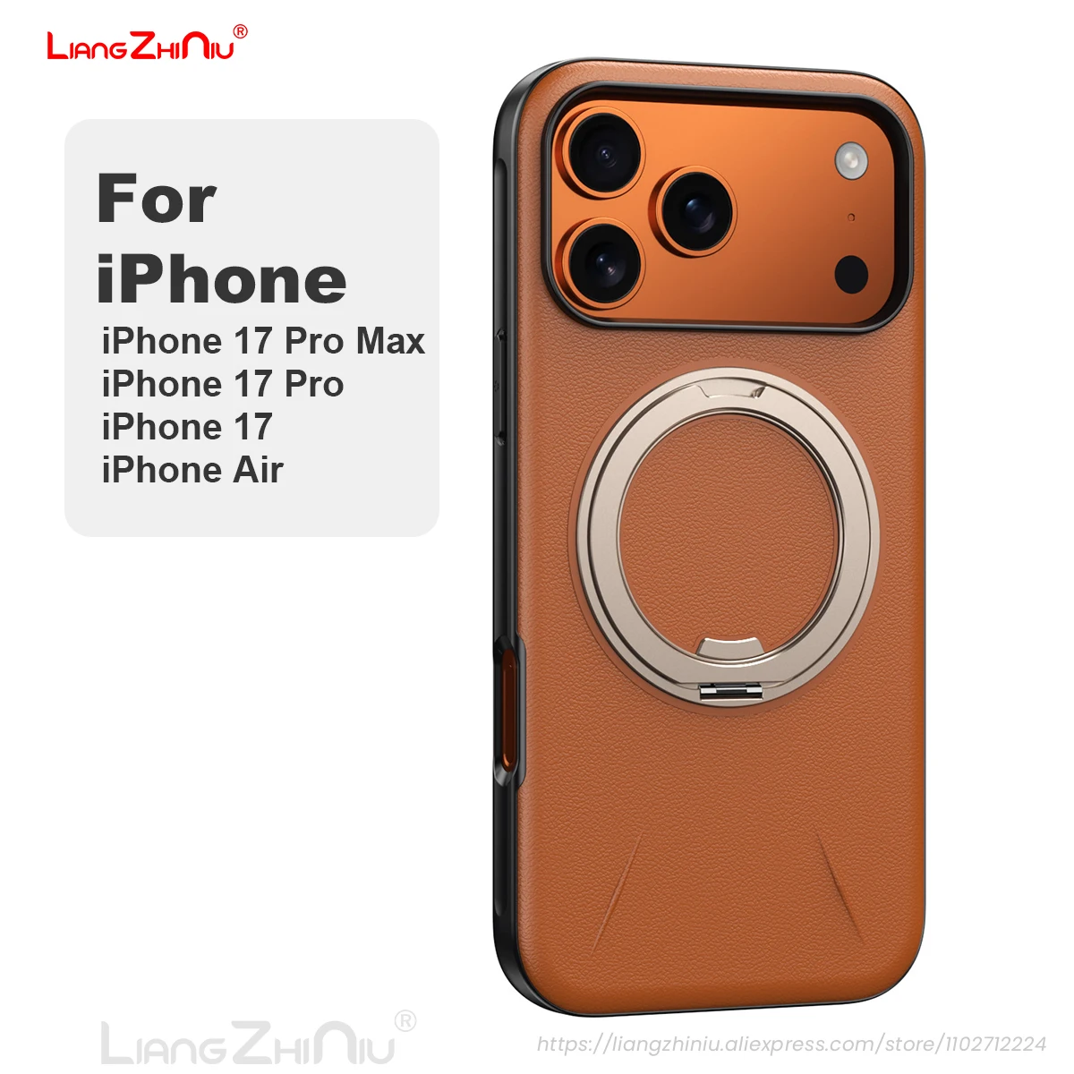 

Для Iphone 17 Pro Max/Iphone Air/17 Pro/17 кожаный чехол для телефона с подставкой на 360 градусов, роскошный кожаный противоударный чехол с полным покрытием