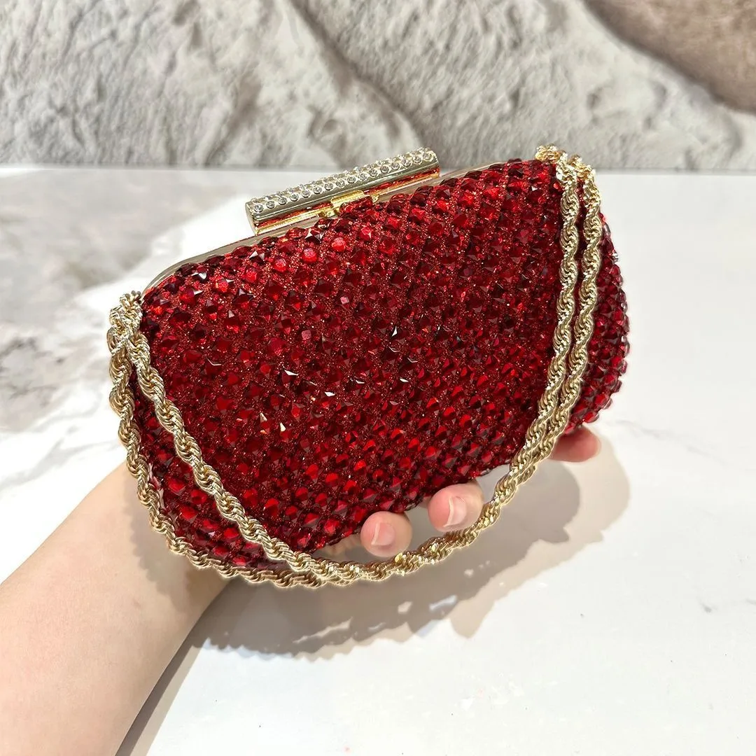 Box Bag, Mini Shoulder Bag, Women's Fashion Diamond-Encrusted Chain, Dinner Bag, Messenger Bag (Single Does Not Sell)