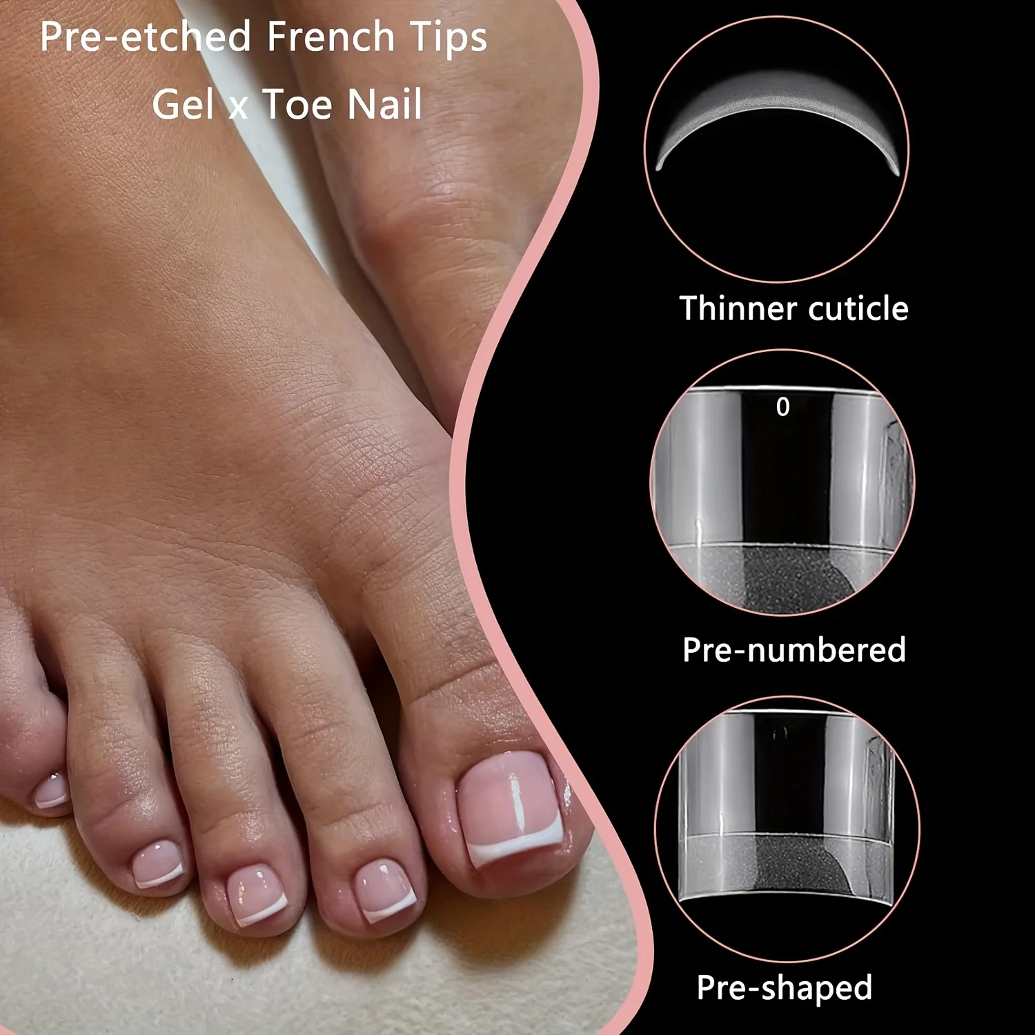 600pcs Clear Gel Toenail Tips, Short Square Shape, 1 Pair - Glossy Finish, Transparent Acrylic Nail Extension for DIY Manicure