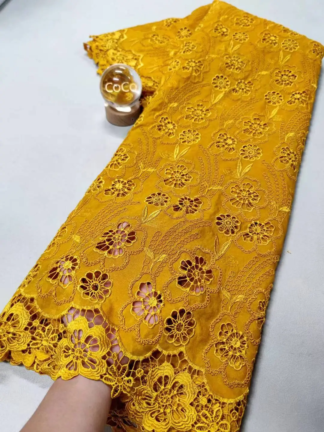 

2025 High-Quality Africa Nigerian Sequins Cotton Embroidery Lace Fabric Tulle 5 Yards for Wedding Party Dress Chiffon XL100