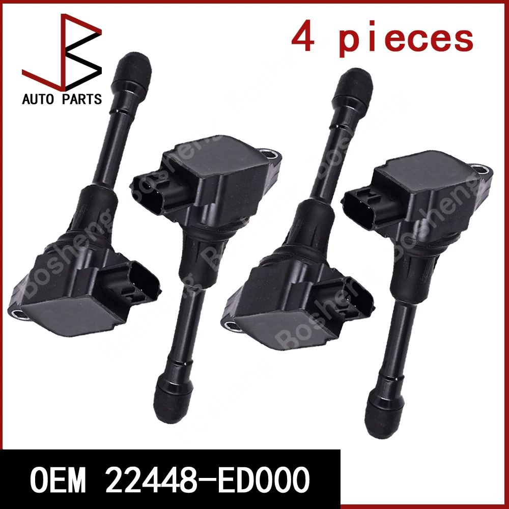 

4PCS OEM 22448-ED000 22448ED000 Ignition Coil For Nissan Micra Qashqai X-Trail Altima L33 Sylphy Cube March NP300 NV200