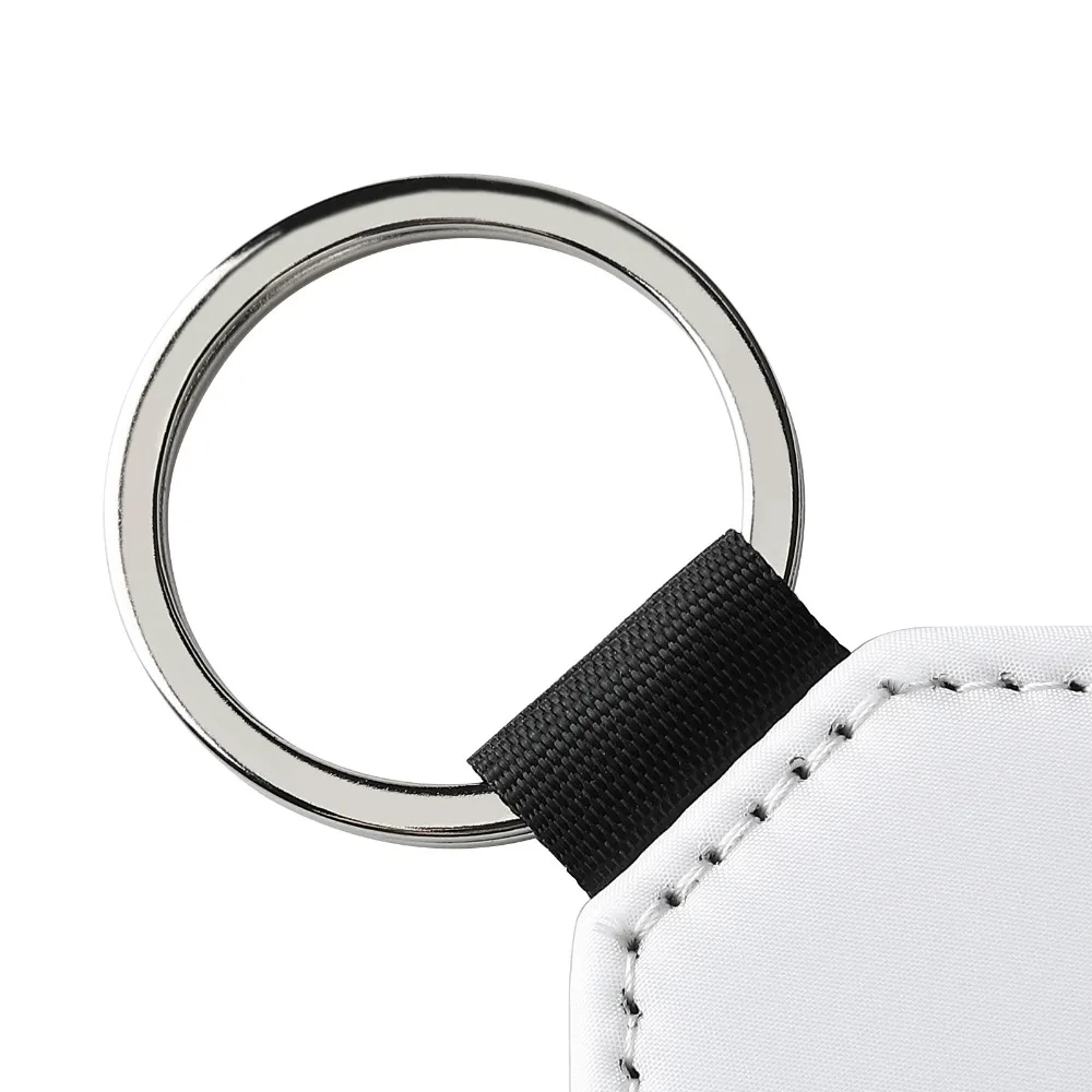 DIY Dye Sublimation Blanks Keychain PU Leather Rectangle Heat Transfer Keyring Creative Heart Double Sides Blank ID Tags Keyring