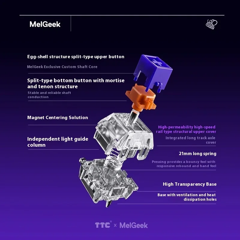 TTC Magneto Sacred Heart/Purple Heart/Taia Axis durable RGB Magnetic Axis Keyboard HiFi Mahjong Sound Keyboard Axis Body