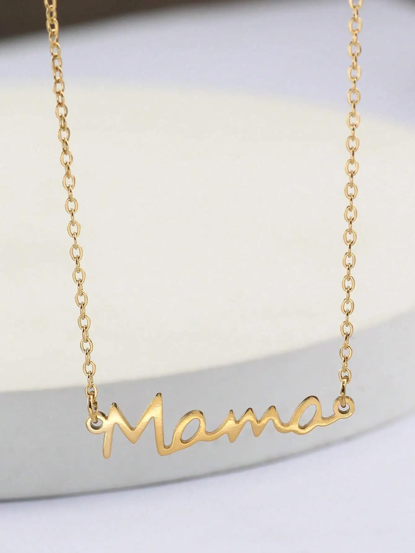 

Gold Tone 'Mama' Script Pendant Necklace on Chain for Women
