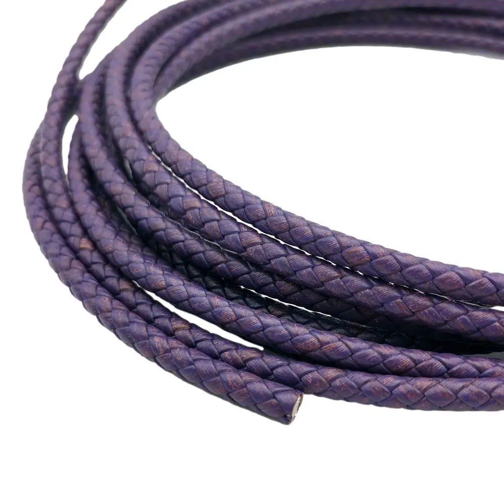 

Distressed Purple 5mm Round Braided Leather Bolo Cords for Jewelry Making Bracelet Leather Strap