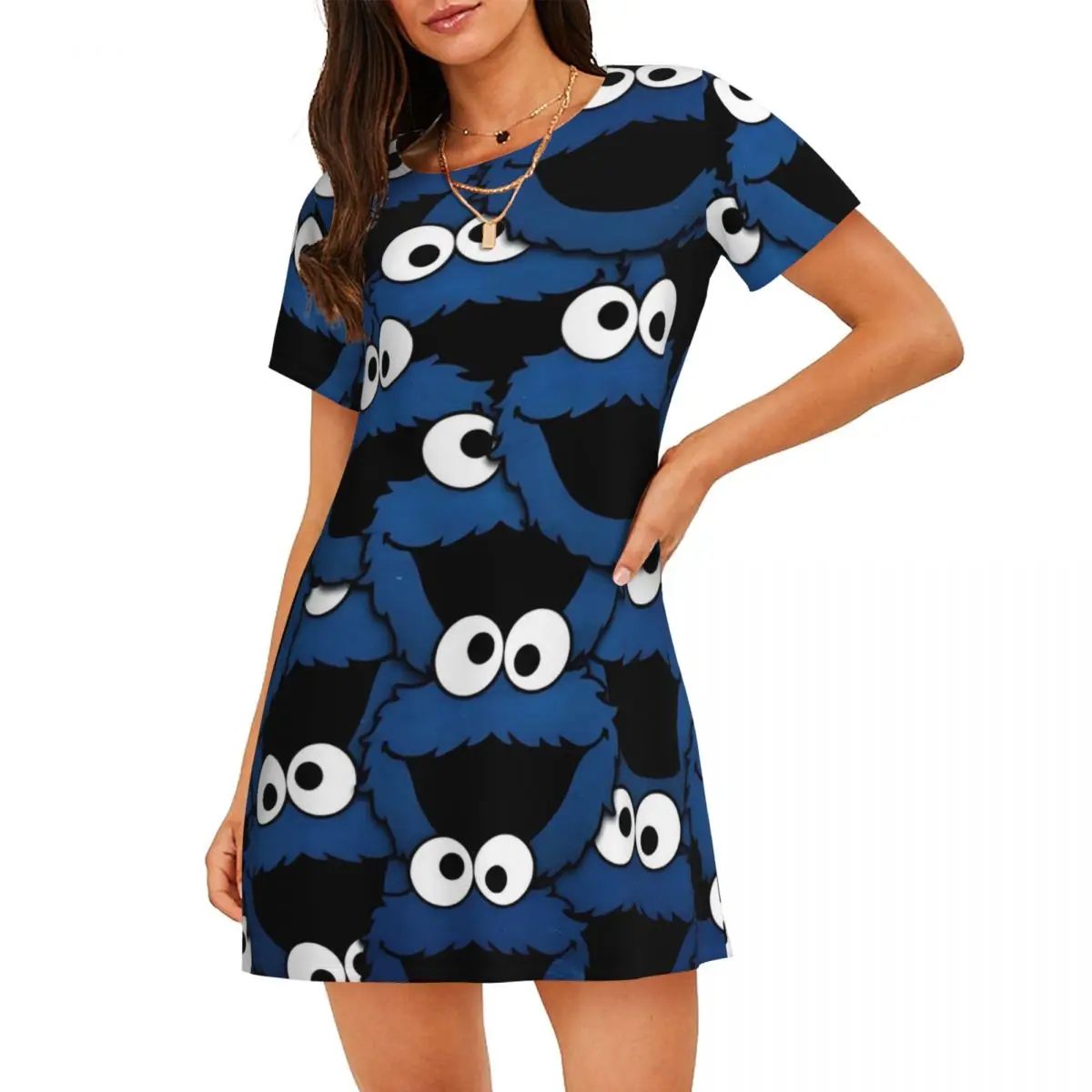 

Женская ночная рубашка с короткими рукавами на заказ Cool Cookie Monster, детский пуловер для телевидения, ночная рубашка для сна
