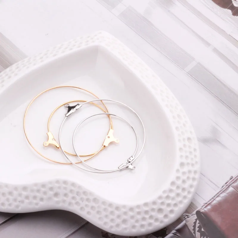 1pcs Diy Material Earring Accessories Gold Plated Earrings Round Geometric Hoop Pendant Handmade Charms