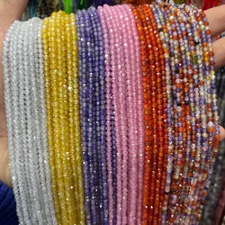 2/3/4mm Round Faceted Zircon Beads Small Crystal Natural Zirconia Stone Loose Beads for Jewelry Making Necklace DIY Bracelet