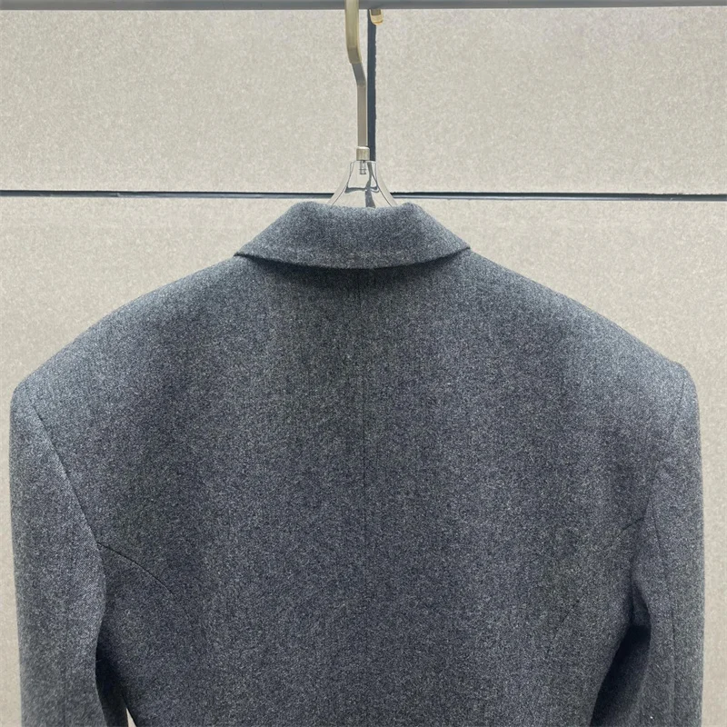 Giacca da donna Nuovo autunno 2025 top monopetto a maniche lunghe Giacca da donna in misto lana Cappotto da donna slim imbottito con spalla