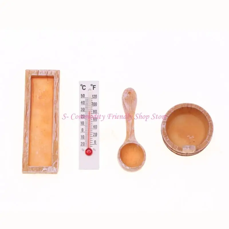 

85AE Summer Themed Miniature Wooden Sauna Room Accessory Dollhouses Decorations And Model Displays
