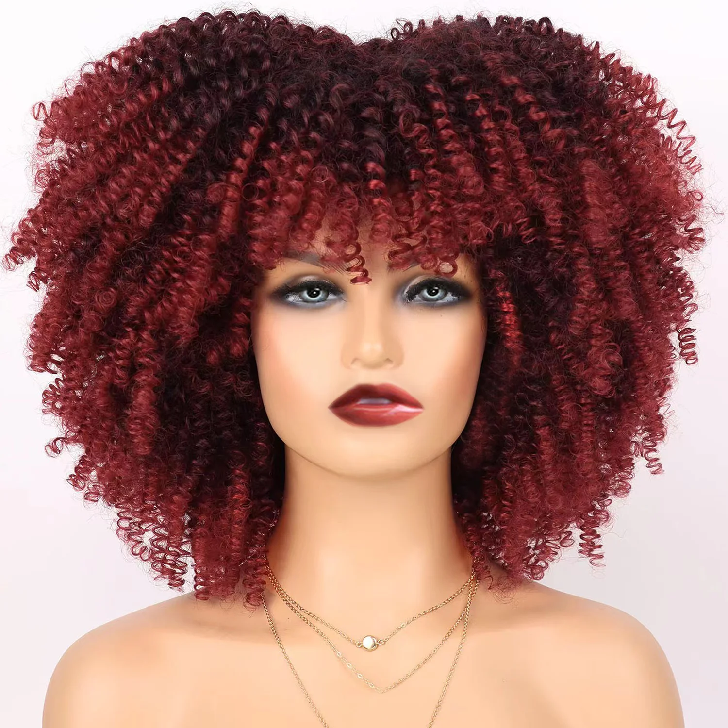 

Afro Kinky Curly Synthetic Wig Heat Resistant Fiber Natural Look Cosplay Costume Party Daily Wear Breathable Hairpiece