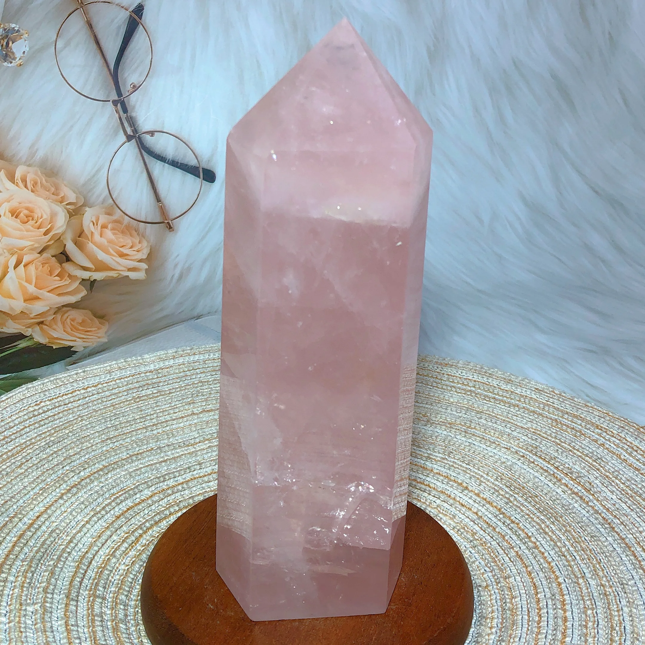 Natural Crystal Rose Quartz Big Tower Healing Energy Reiki Ore Mineral Ornament Gift High Quality Home Decorations