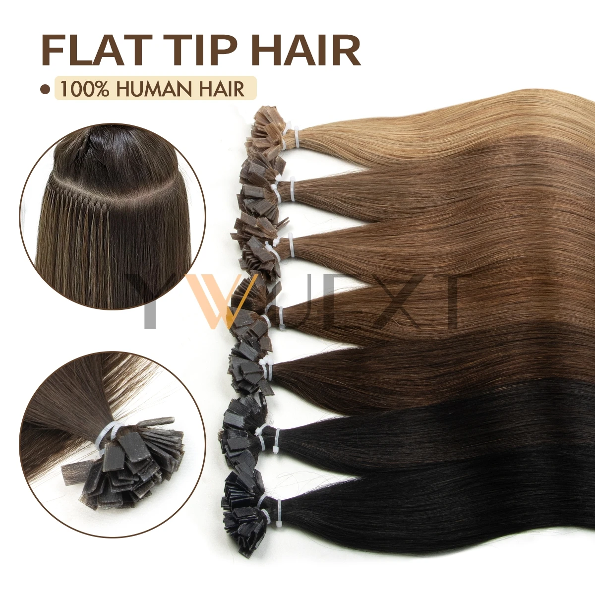 

Наращивание волос с плоским кончиком, человеческие волосы, кератиновый кончик, наращивание человеческих волос Hot Fusion, предварительно склеенные волосы, 50 шт./упак., легкие широкие тонкие концы